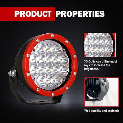 BIGLION.X 5Inch 2Pcs 160W Red Round Offroad Lights 18800LM Super Bright Amber Offroad Driving Lights Yellow Work Lights Waterproof IP68 12V 24V with Wiring Harness for Trucks Pickup ATV UTV SUV