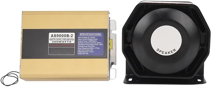 200W Warning Emergency Siren Speaker with Remote Control, Vehicle PA System for SUV ATV UTV Fire Truck Ambulance