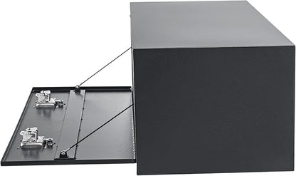 Black Steel Underbody Truck Box, Pickup Storage Box, Heavy Duty Diamond Plate Tool Box with Lock and Keys, Waterproof Trailer Storage Box (60" x 16" x 13"-Grey)