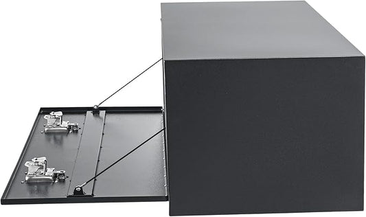 Black Steel Underbody Truck Box, Pickup Storage Box, Heavy Duty Diamond Plate Tool Box with Lock and Keys, Waterproof Trailer Storage Box (60" x 16" x 13"-Grey)