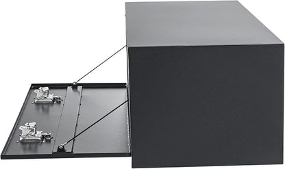 Black Steel Underbody Truck Box, Pickup Storage Box, Heavy Duty Diamond Plate Tool Box with Lock and Keys, Waterproof Trailer Storage Box (48" x 16" x 13"-Grey)