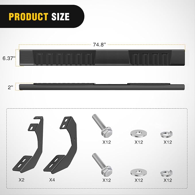 Nilight Running Boards for 2005-2023 Toyota Tacoma Double Cab 2 Full-Size Door & 2 Half-Size Door 6 Inch Side Step Nerf Bars Stainless Steel Black