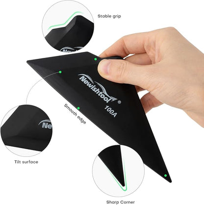 NEWISHTOOL 5-Pack Window Tint Tools Triangle Squeegee, 100A Hardness Black Corner Tool With Multi-Edge for PPF, Car Wrapping, Film Application