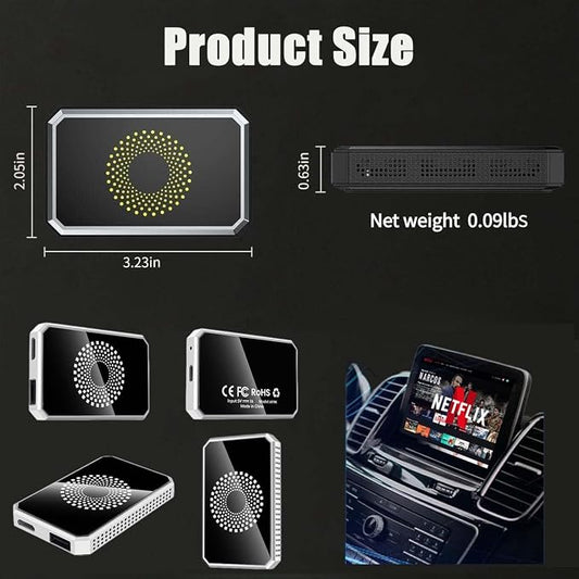 2026 New 3 in 1 Magic Box Carplay, Wireless CarPlay Adapter Magic Video Box with USB Drive, Wireless Carplays Adapter Netflix for Wired CarPlays & Android Auto Cars (Gray 2+16G)
