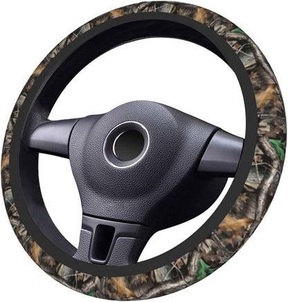Forest Camo Steering Wheel Cover Camo Leaf Steering Wheel Cover for Men Women Anti-Slip Elastic Breathable Neoprene Steering Wheel Protective Cover 15in Universal Car Accessories for Cars, Auto, SUVs