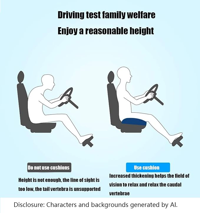 Car Booster Seat Cushion, Chair Cushions, Comfort Seat Cushion Pillow for Office Chair/Car Seat, Butt, Tailbone, Back, Coccyx, Short People Adult Booster Chair Cushions Relief Pad