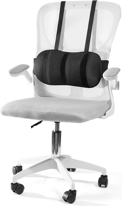 Lumbar Support Pillow for Office Chair and Car,Back Support for Office Chair Cushion,Adjustable Straps Securely Fixed Car Lumbar Support Pillow (Black, for Office Chiar)