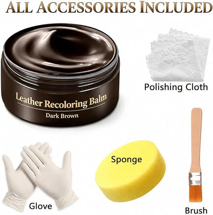 Leather Recoloring Balm, Leather & Vinyl Color Restorer Conditioner – Repairs Faded & Scratched Leather Color