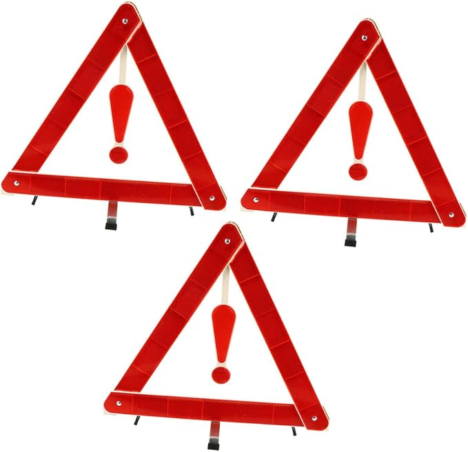 LIFKOME 3pcs Reflective Emergency Warning Triangle Set Foldable Roadside Safety Triangles for Vehicles Truck Car High Visibility Reflective Safety Signs