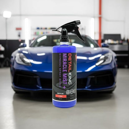 Detail King Miracle Mist+ Car Cleaning Spray Wax for Waterless Car Wash - Car Window Cleaner - Safe on all Surfaces - 32 Oz
