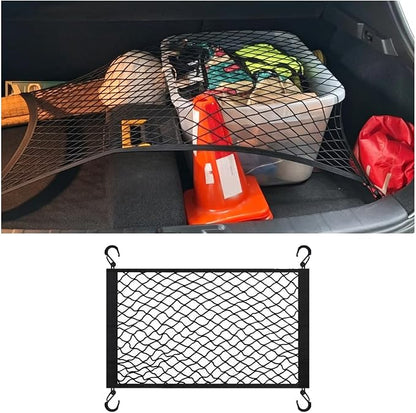 Cargo Net for SUV,Upgraded Highly Elastic Truck Cargo Net with Trunk Net Hooks - Stretch to 47.24" x31.48,Premium Truck Bed Netting for Cargo for Car Organizer and Storage (23.6"x15.7")