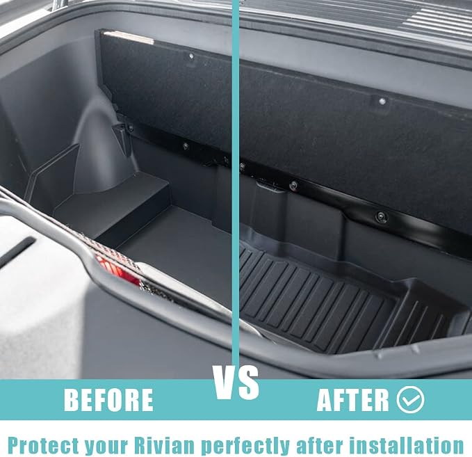 BestEvMod Compatible with Rivian R1T R1S All-Weather Front Trunk Mat TPE Material Rubber Cargo Liner Rivian R1T R1S 2022 2023 2024 Accessories (Upper + Lower Layer)