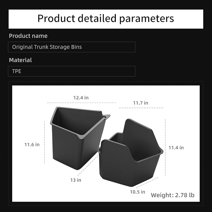 LUCKEASY Rear Trunk Storage Bins Fit for Tesla Model Y Juniper 2025 2026 Standard & Premium & Performance Trunk Side Storage Box with Lids Rear Cargo Garbage Bins Juniper 2026 Accessories Black TPE