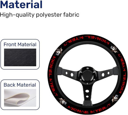 GENANY White Mask Horror Steering Wheel Cover, Non Slip Polyester Car Wheel Protector for Car SUV Truck, Universal 15 Inch