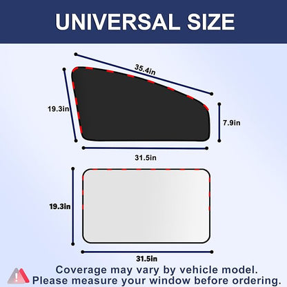 XCBYT Car Window Shades for Side Windows, 4 Pack Universal Sun Shades with Reflective Silver & Black Privacy Layer, UV Heat Blocker Car Curtains for Camping, Travel & Privacy (Silver)