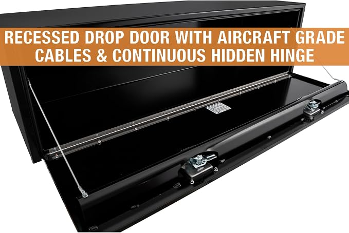 Buyers Products 1702315 Black Steel Underbody Truck Tool Box – 18 x 18 x 60 Inch - Truck Bed & Underbelly RV Storage Box, Locking T-Latch, Weather-Resistant, Heavy-Duty Flatbed Job Box, Made in USA