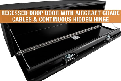 Buyers Products 1702315 Black Steel Underbody Truck Tool Box – 18 x 18 x 60 Inch - Truck Bed & Underbelly RV Storage Box, Locking T-Latch, Weather-Resistant, Heavy-Duty Flatbed Job Box, Made in USA