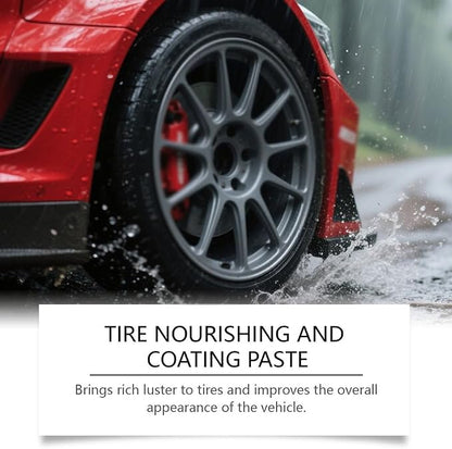 Car Tire & Plastic Trim Renewal Paste – Restores Shine, Prevents Cracking & Easy Application, Tire Coating Paste Rapid Acting, Car Tire Shine with Sponge, for Cars Trucks Motorcycles (3PCS)