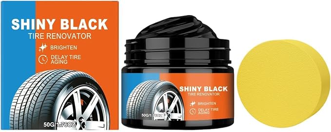 Tire Coating Paste, Long Lasting Coating Effect, 50g, Car Tire Black Restoration Cream, Auto Cleaning Cream, Deep Cleaning Shine, for SUV Truck RV Auto Garage Workshop Use