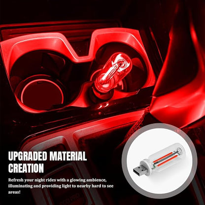 USB LED Car Interior Atmosphere Light, Car USB Night Light, Plug-in Auto Ambient Lighting Retro Lamps, Touch Adjustment LED Automotive Night Lamp Auto Accessories for bedrooms Camping (Red)