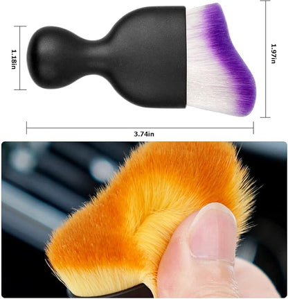 Blilo Car Interior Detailing Brush, Auto Soft Hair Cleaning Brushes, Curved Dirt Dust Collectors, Removal Tool for Dashboard Air Conditioner Vents Leather, Scratch Free (Purple/1PCS)