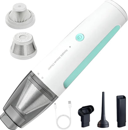 Car Vacuum, Handheld Vacuum Cordless 20000Pa Suction with 2 Suction Modes, 2-in-1 Portable Mini Car Vacuum Cleaner Cordless Vacuum Rechargeable Type-C Charge for Car, Desk, Keyboards（Green