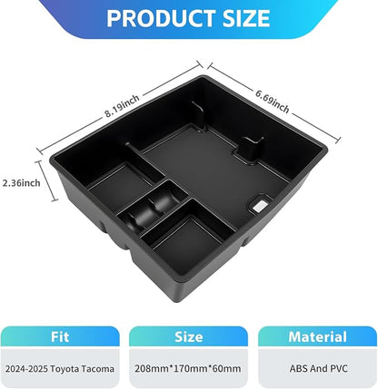 Console Organizer Fits for 2024 2025 2026 Toyota Tacoma Center Console Tray Armrest Storage Box Compatible with Tacoma Interior Accessories