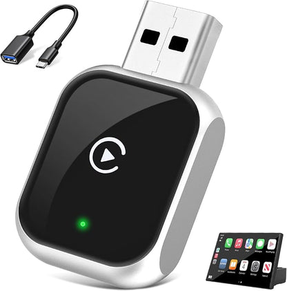 Wireless CarPlay Adapter for iPhone, 5.8GHz WiFi Bluetooth 5.3 Fast Auto Connect Dongle, USB A/C Dual Port Mini Metal Shell, Plug & Play Compatible with Factory Wired CarPlay Cars