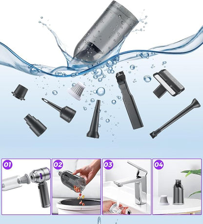 Joyzan Car Vacuum Cleaner, Portable Handheld Cordless Rechargeable Air Duster 16000PA Strong Suction Wet Dry 9 Nozzles HEPA Filter Car Home Office Workers Pet Hair Cleaning Men Gifts Dad Husband
