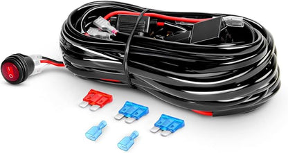Nilight 20 Inch 126W Spot Flood Combo LED Light Bars Off-Road Light Mounting Bracket Horizontal Bar Tube Clamp with Off Road Wiring Harness, 2 Years Warranty, White