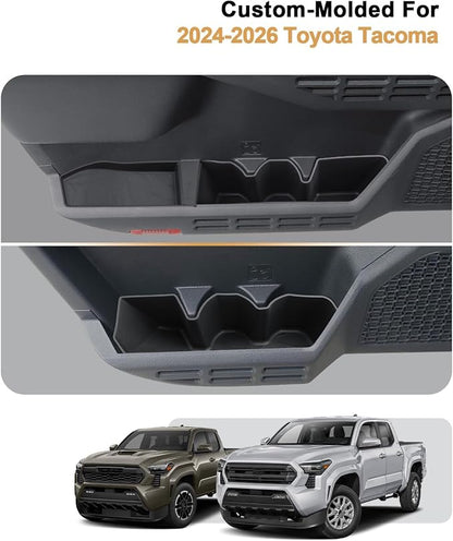 ECOZEN Door Pocket Organizer Set For 2024-2026 Toyota Tacoma - 6 Pcs TPE Door Side Storage Tray Compatible With Tacoma 2024-2026 Interior Accessories - Protection & Easy to Clean - Double Cab Only