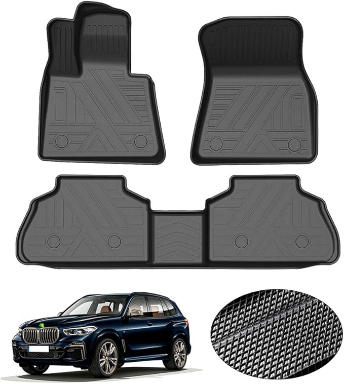 KUST Floor Mats for BMW X5 2019-2025 2026 (G05), All Weather Floor Liners Custom Fit X5 Accessories TPE Rubber Front Rear 2 Row Heavy Duty Non-Slip Black High Side