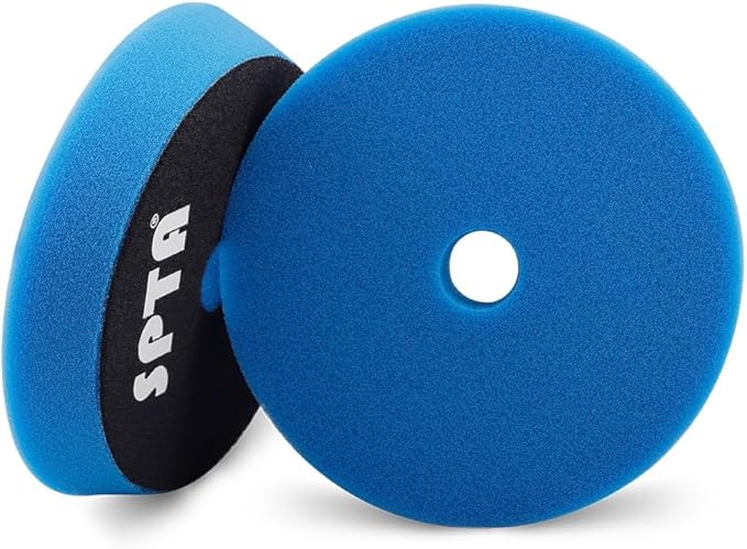 Blue T60 Moderate-Cut Foam Polishing Pad, SPTA 1Pc 6.5 Inch Face for 6 Inch 150mm Backing Plate Compound Buffing Sponge Pads for Car Buffer Polisher Compounding, Polishing and Waxing -FPBFS6B