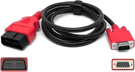 Main Cable Fit for XTOOL D5, D5S, D6, D6S, D7, D7S, D8S, IP508, IP508S, IP608, IP616, IP819 OBD2 Diagnostic Scanner 16-Pin Male to 15-Pin Male Replacement Test Cable Adapter Connector - 5ft/150cm