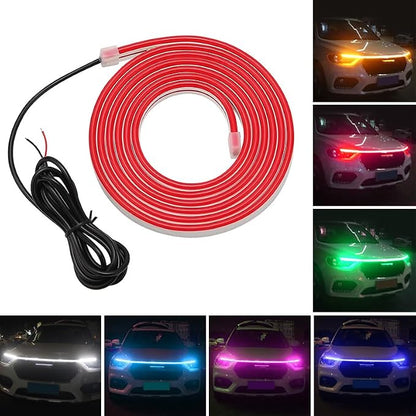 Universal Car Hood Daytime Running Light Strip, 79 Inch Car Hood Light Strip, Waterproof Led Hood Light Belt Flexible Led Auto Decorative Atmosphere Lamp 12V (Ice Blue)