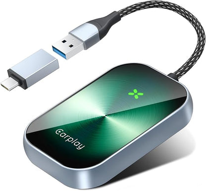 Wireless CarPlay Adapter for iPhone,Convert Wired to Wireless Car Play Dongle, Plug & Play USB/Type-C Adapter for Cars,Seamless Control for iOS 10+（Only Applicable to Cars with carplay System） Green