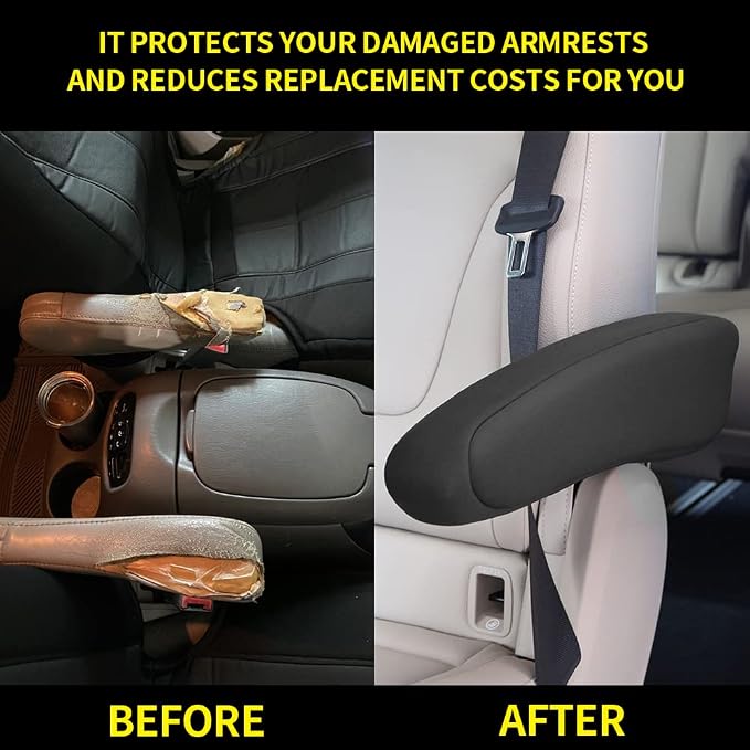 AOMSAZTO for Honda CRV 1997-2010 Seat Armrest Covers Black Arm Rest Cover Replacement Fabric One Pair