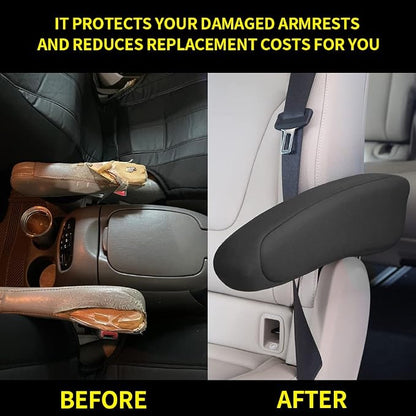 AOMSAZTO for Honda CRV 1997-2010 Seat Armrest Covers Black Arm Rest Cover Replacement Fabric One Pair