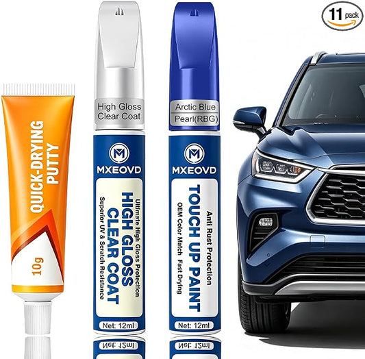 Arctic Blue Pearl RBG Touch Up Paint Compatible with Nissan, All in One Car Scratch Repair Kit with Primer Putty & Clear Coat, Complete Sanding Tools Set for Scratches Chips Nicks