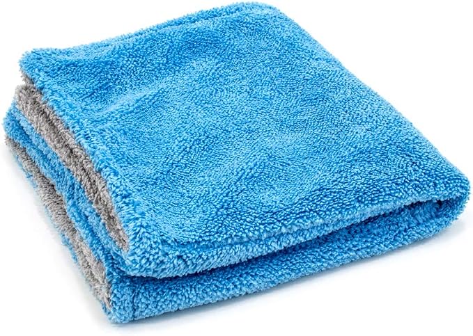 Autofiber Royal Plush Double Pile Microfiber Detailing Towel - Pack of 3 Blue/Gray (16 inch x 16 in, 700 GSM)