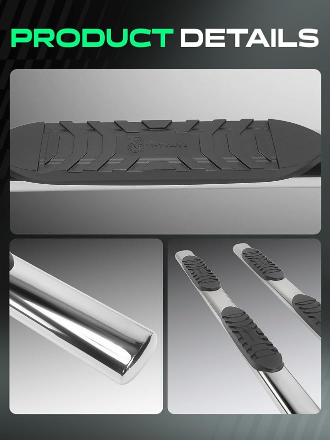 YHTAUTO 5 Inch Running Boards Side Steps Fit Ford F-250/F-350/F-450/F-550 Super Duty 1999-2016 (Extended Cab/Super Cab) Oval Straight Stainless Steel Polished Chrome, Truck Side Step Rails