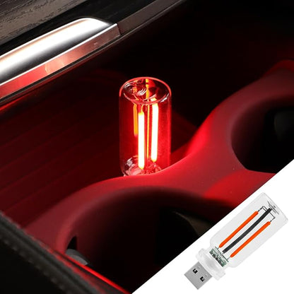 Touch Control Car Atmosphere Light, USB Lights Portable Mini Glass Bottle LED Bulb Night Lights, USE for Vehicle Bedroom Camping Decoration - Red