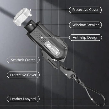 SINSEN Car Safety Hammer, 4 Pack Window Glass Breaker & Seatbelt Cutter, Emergency Keychain, Automotive Escape Kit and Survival Tool