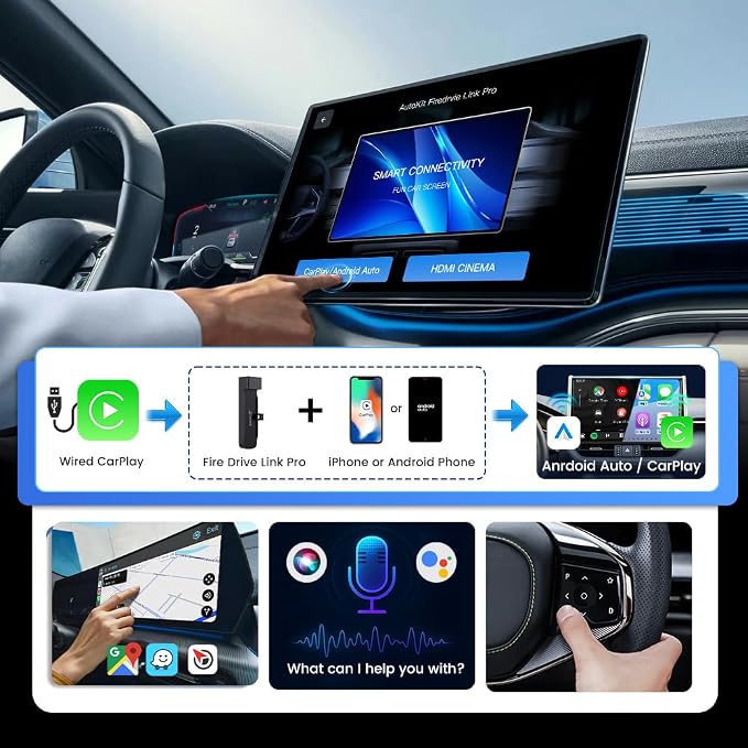 Carlinkit Wireless CarPlay Adapter 3-in-1︱Designed for TV Sticks︱for Wired CarPlay Cars︱Support converting Wired CarPlay to Wireless CarPlay & Android Auto︱Support HDMI Port Fir e TV Sticks inputting