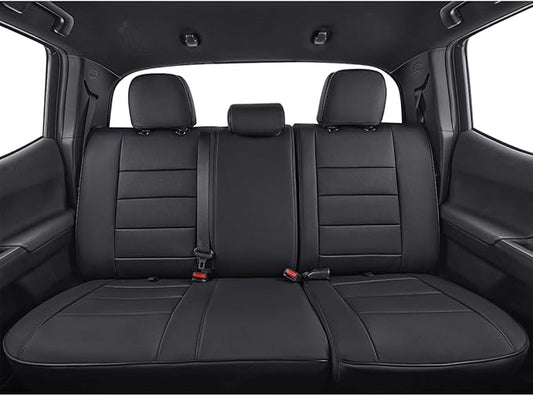 EKR Custom Fit Tacoma Rear Car Seat Covers for Toyota Tacoma 2016 2017 2018 2019 2020 2021 2022 2023 Access Cab - Second Row Only,Faux Leather(Black)