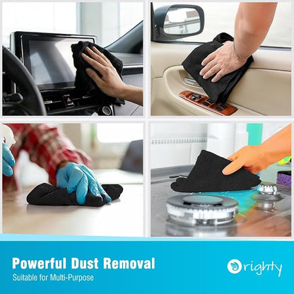 Orighty Black Microfiber Cleaning Cloth, Microfiber Towels for Cars, Highly Absorbent Car Cleaning Supplies, Lint Free Cloths Clean Rags for Car Care, House, Kitchen, 12x11 inch, Pack of 24