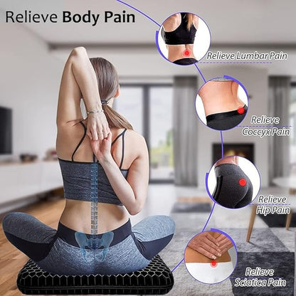 Gel Seat Cushion for Long Sitting Pressure Relief(Extra Thick＆Soft) -Wheelchair Cushion for Pressure Sores - Coccyx, Sciatica & Tailbone Pain Relief Cushion- Non-Slip Butt Pillow for Office,Home,Car