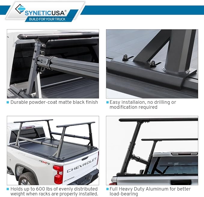 Syneticusa MR Retractable Truck Bed Cover with Rack Panels for Ford F-150 2004–2026 | 6’7” (78.9”) Bed | Aluminum Hard Retractable Tonneau Cover | One-Person Installable | Waterproof, Low-Profile