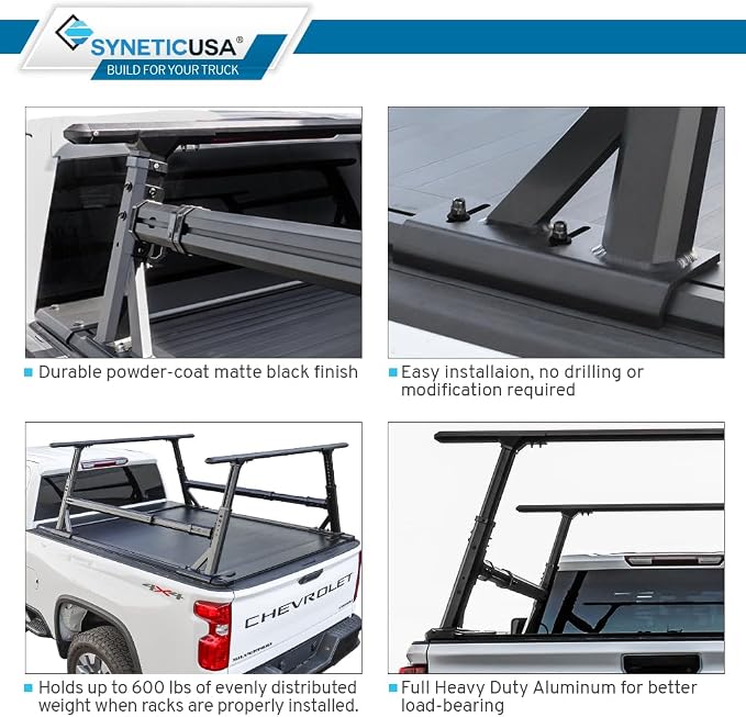 Syneticusa AR Automatic Retractable Truck Bed Cover with Rack Panels for Ford F-150 2004–2026 | 6’7” (78.9”) Bed | Aluminum Hard Tonneau Cover | One-Person Installable | Waterproof, Low-Profile