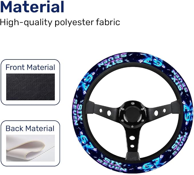 GENANY Brainrot Meme Steering Wheel Cover, Non Slip Polyester Car Wheel Protector for Car SUV Truck, Universal 15 Inch